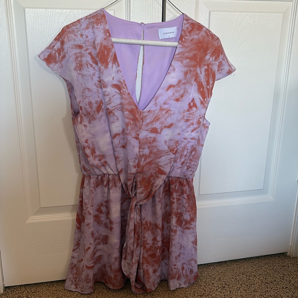 Small orange and purple tye dye pattern Adrienne romper!